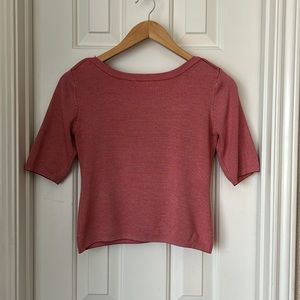 Vintage elbow length striped silk blouse